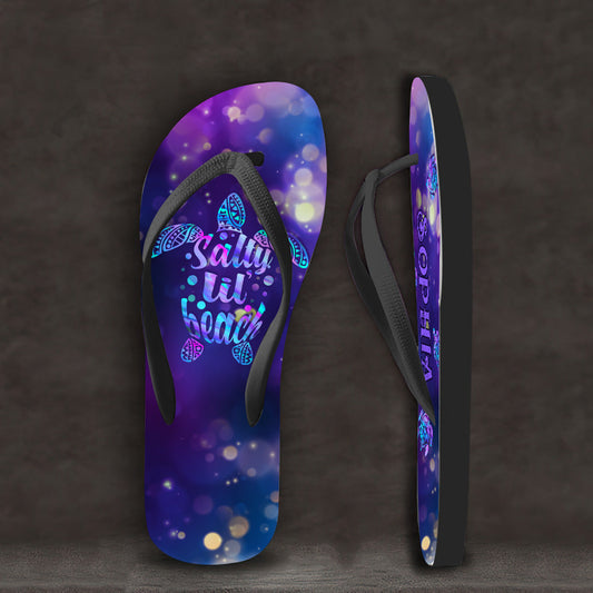 Salty Lil' Beach - Personalized Turtle Flip Flops