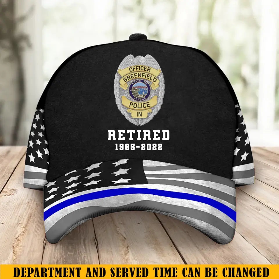 Custom US Police Badge Wallet Card Cap, and Wallet - Gift For Retired Police Officer