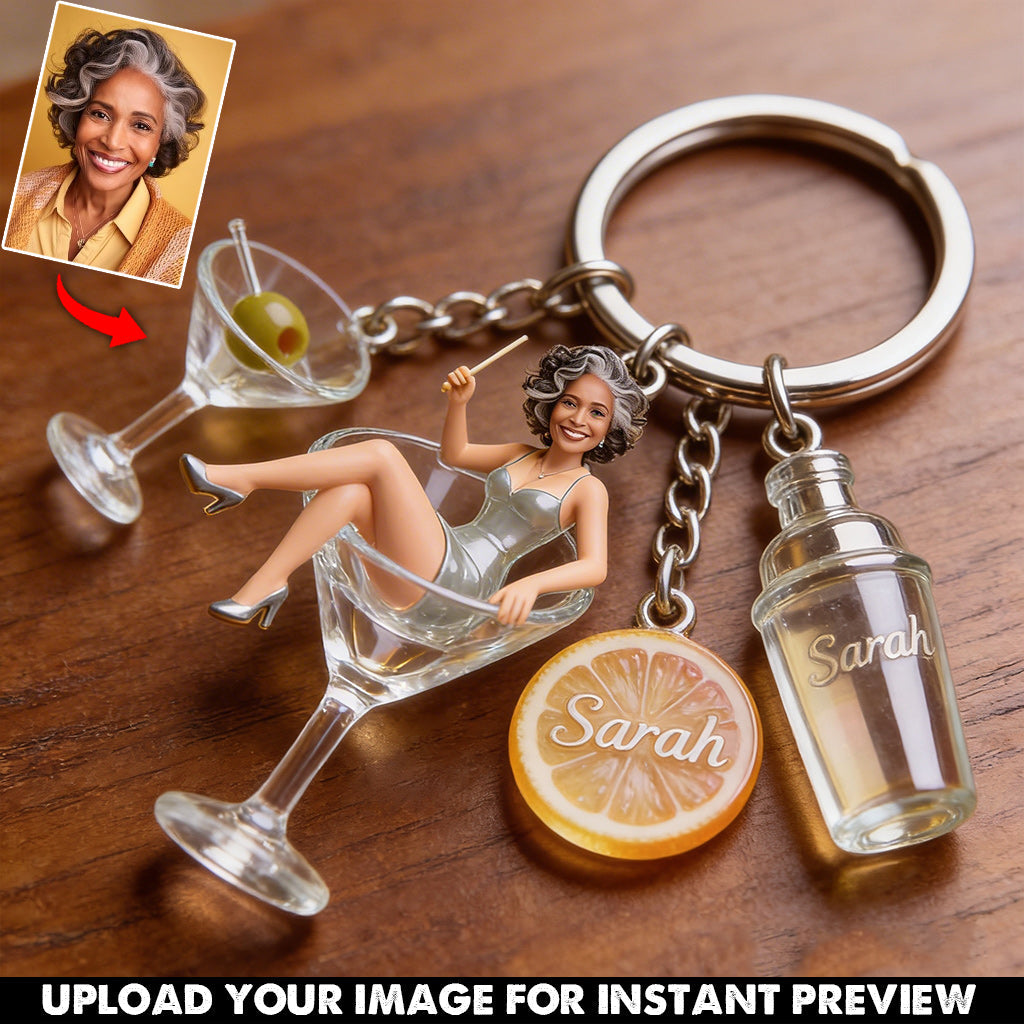 Custom Any Photo - Personalized Cocktail Keychain With Charms