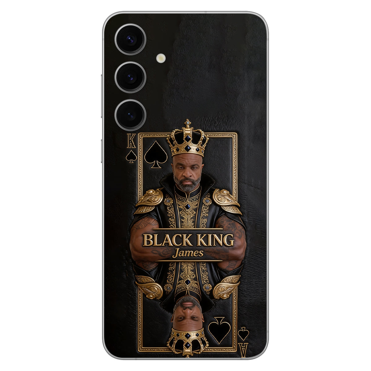 Black King - Personalized African American 3D Embossed Leather Phone Case