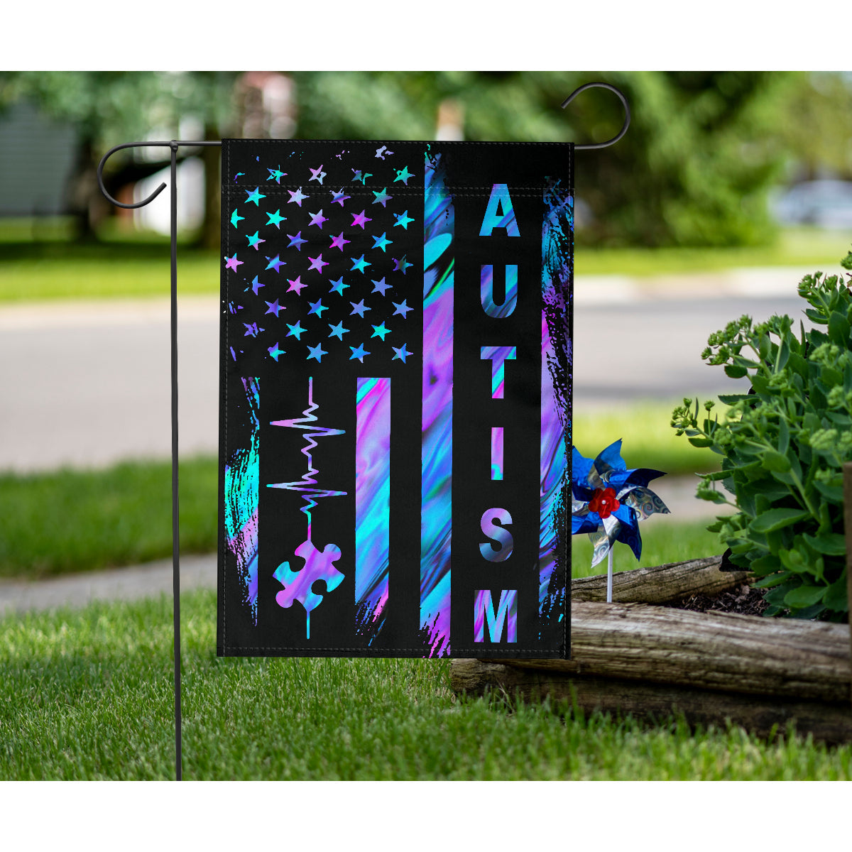 Autism Awareness American Flag Autism Awareness Garden Flag 0622