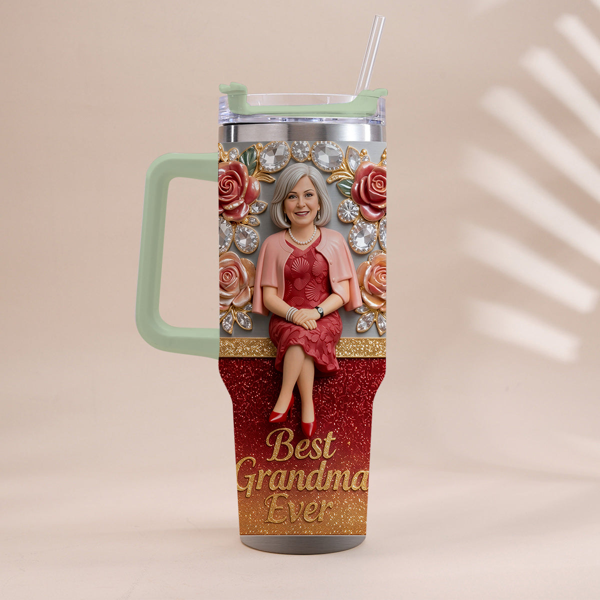 Best Grandma Ever, Perfect For Mom, Nana - Personalized Grandma Tumbler With Handle