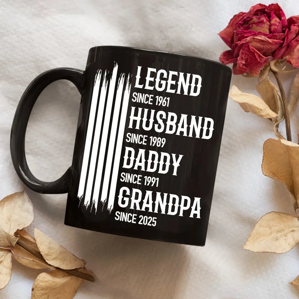 Personalized Full Color Mug Legend Husband Daddy Grandpa Quote, Bold Black Coffee Time Gift for Dad or Grandpa