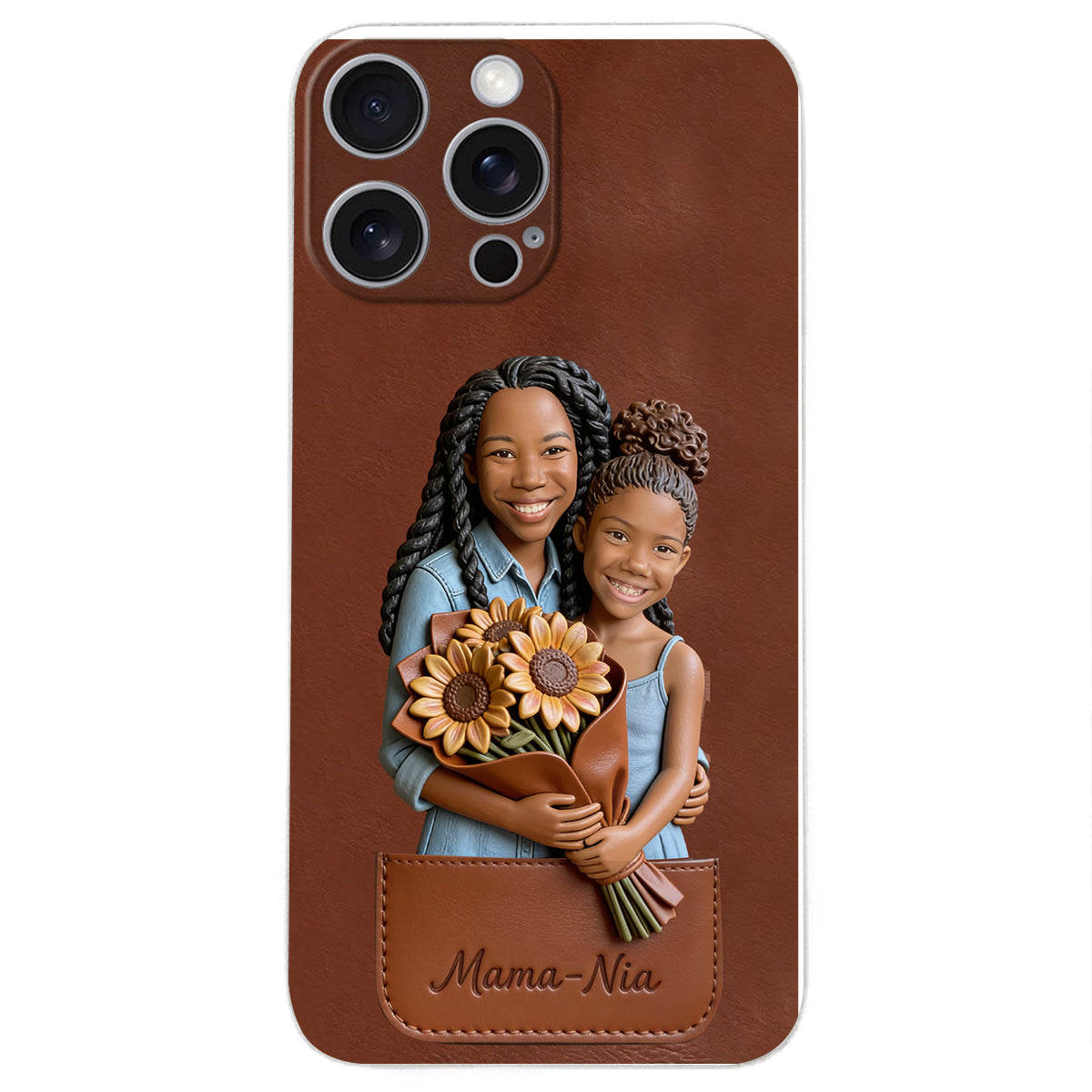 I Love You - Personalized Mother 3D Embossed Leather Phone Case