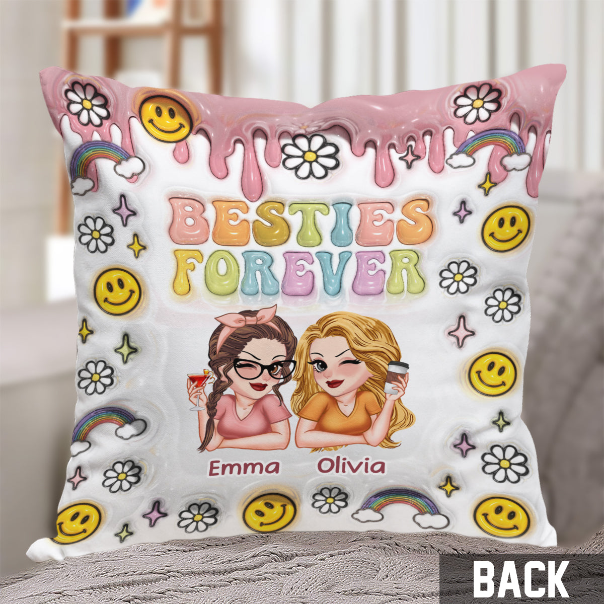 Besties Forever - Personalized Bestie Throw Pillow