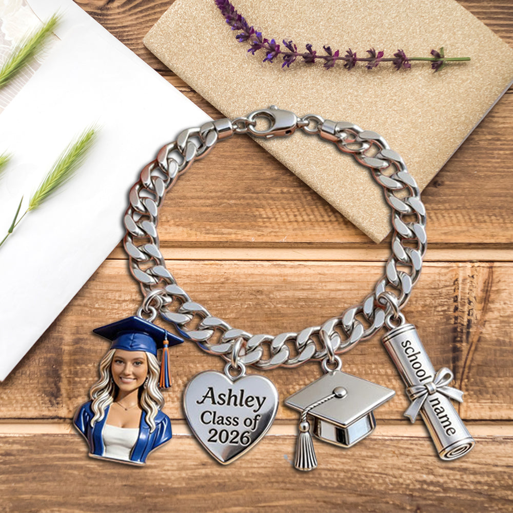 Class Of 2026 - Personalized Graduation Bracelet With Charms