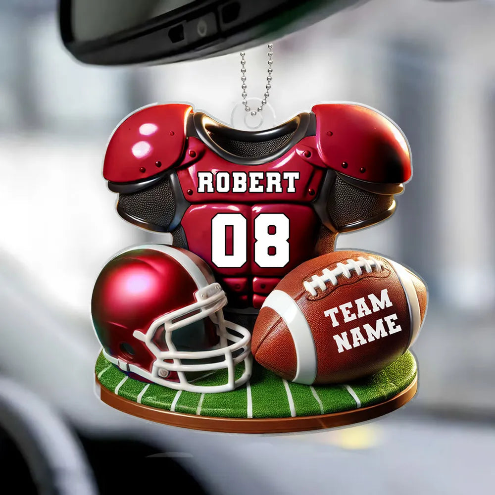 Acrylic Ornament Football Jersey & Helmet, Custom Team Gift for Players and Fans, Tree or Car Mirror, Unique Holiday Decor