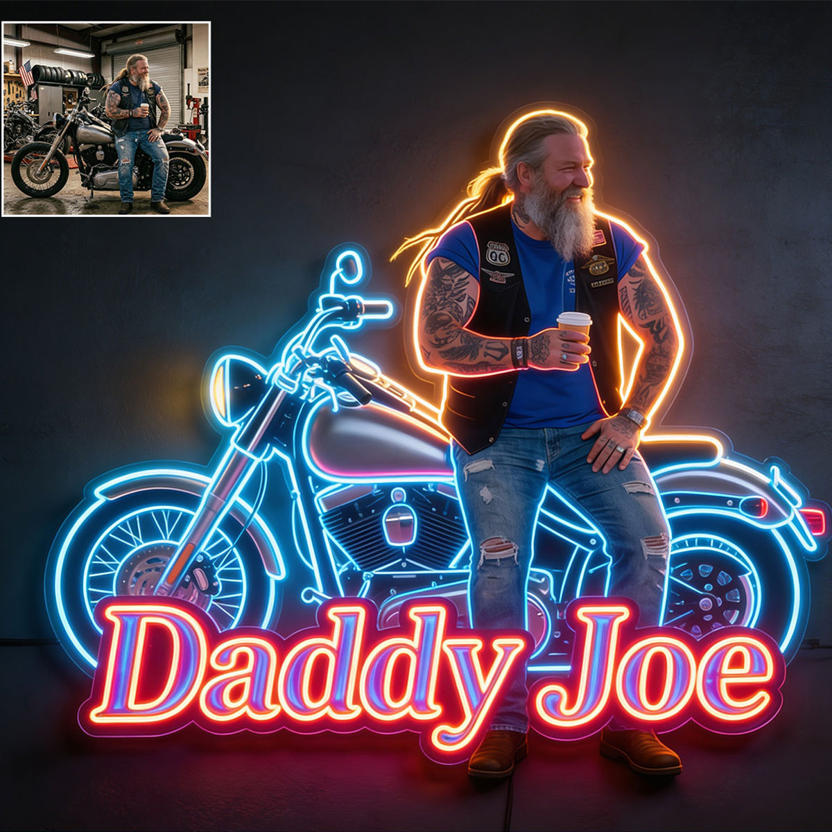 Custom Any Photo, Any Vehicle - Personalized Biker LED Light Acrylic Sign