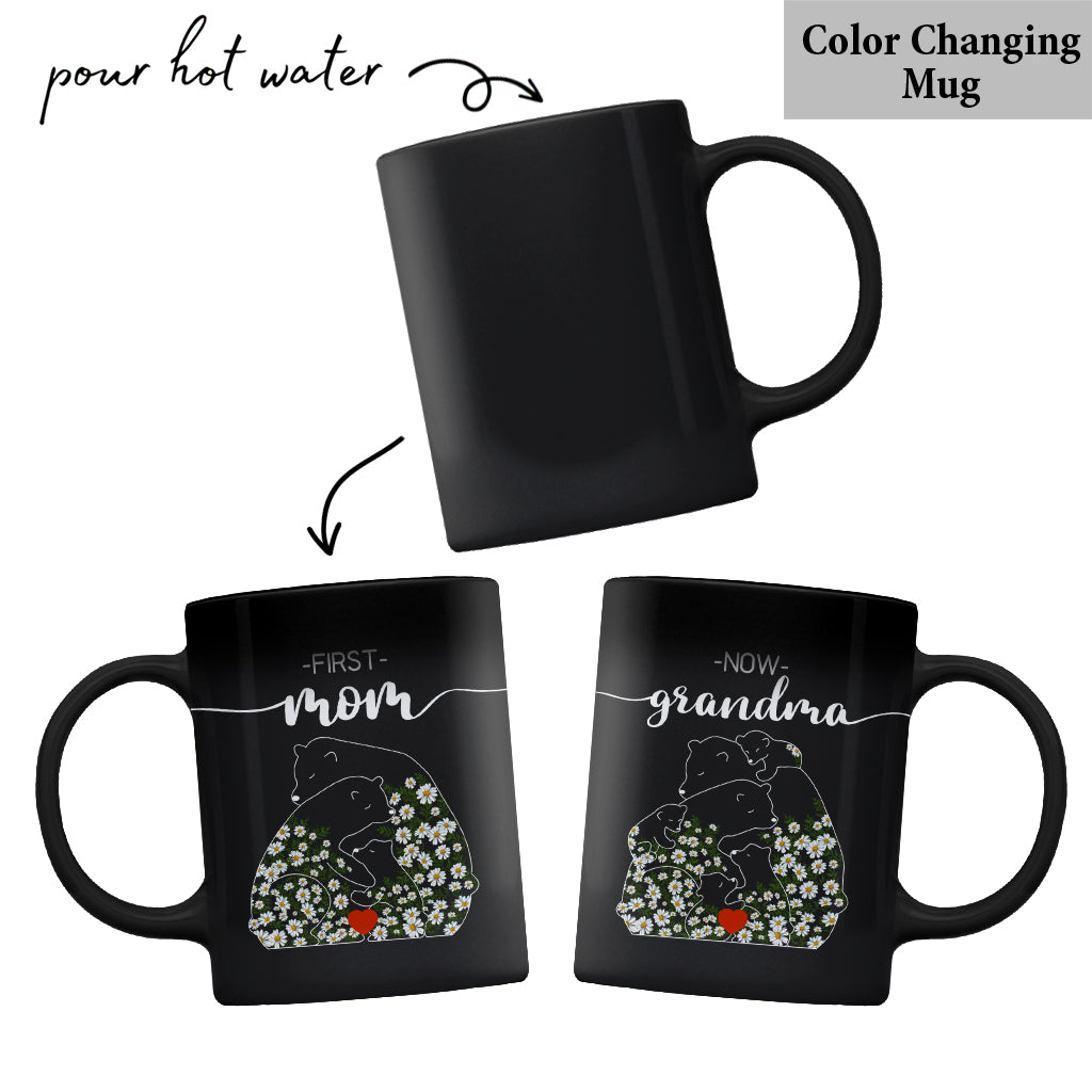 First Mom Now Grandma Bear Daisy - Personalized Grandma Mug