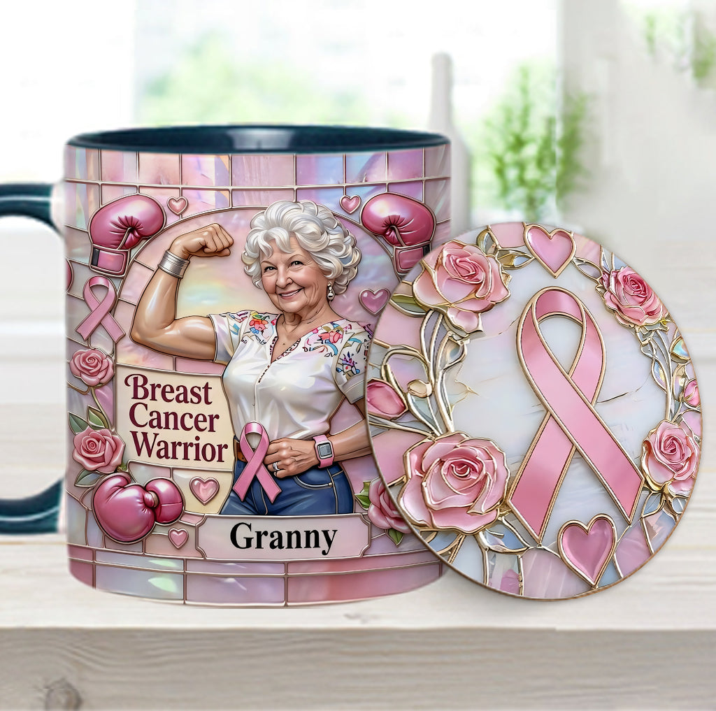 I'm A Warrior - Personalized Breast Cancer Awareness Accent Mug & Coaster