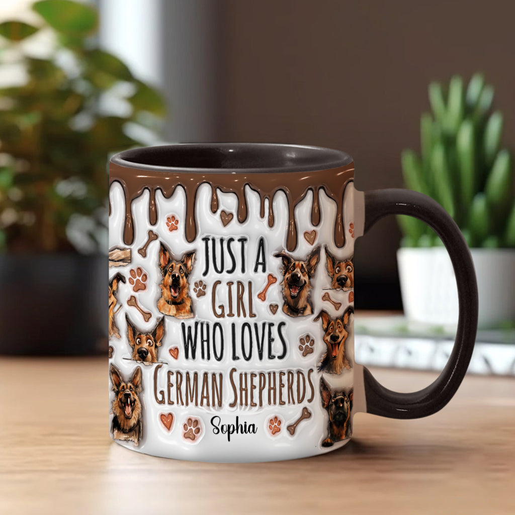 Just A Girl Who Loves German Shepherds - Personalized German Shepherd Dog Accent Mug