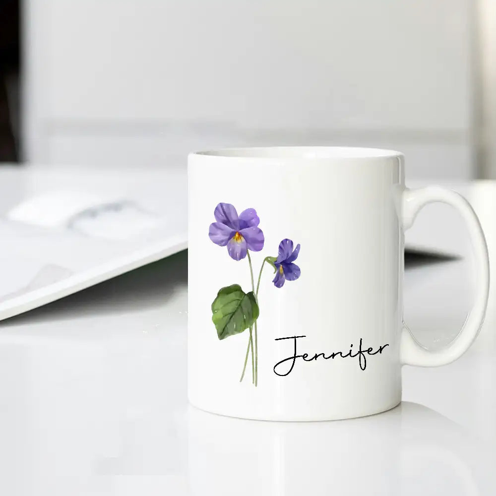 Personalized Glass Mug – Perfect Gift for Friends and Family with Custom Name and Beautiful Floral Design