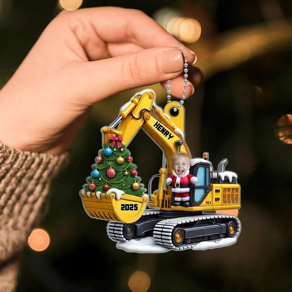 Personalized Funny Construction Car Hanger - Custom Name Ornament Gift