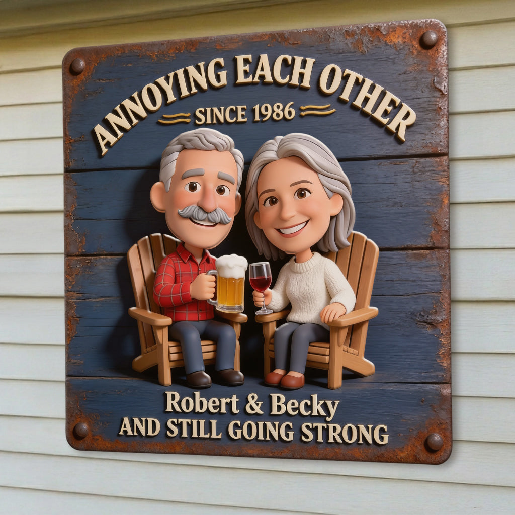 Everlasting Love - Personalized Couple 3D Printed Cut Metal Sign