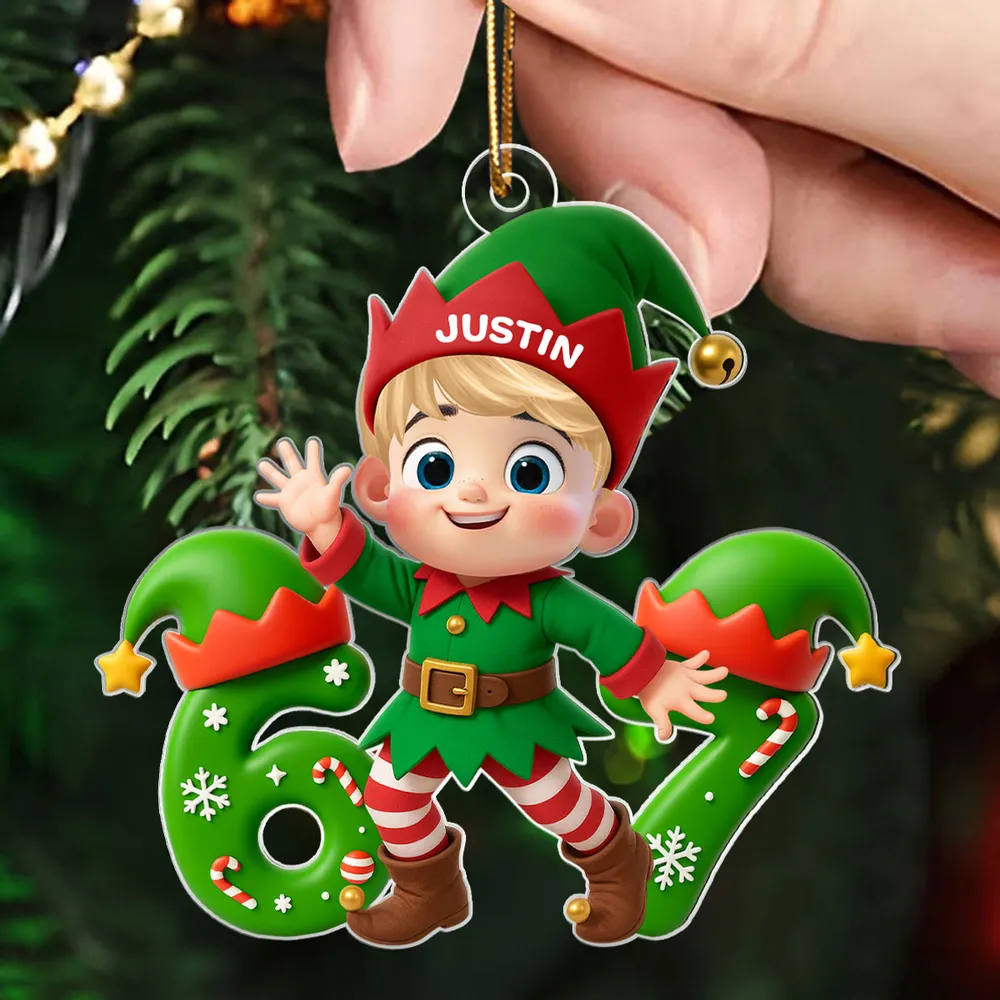 Personalized Christmas Elf Acrylic Ornament for Kids – Cute 6 7 Design, Festive Decor & Unique Holiday Gift