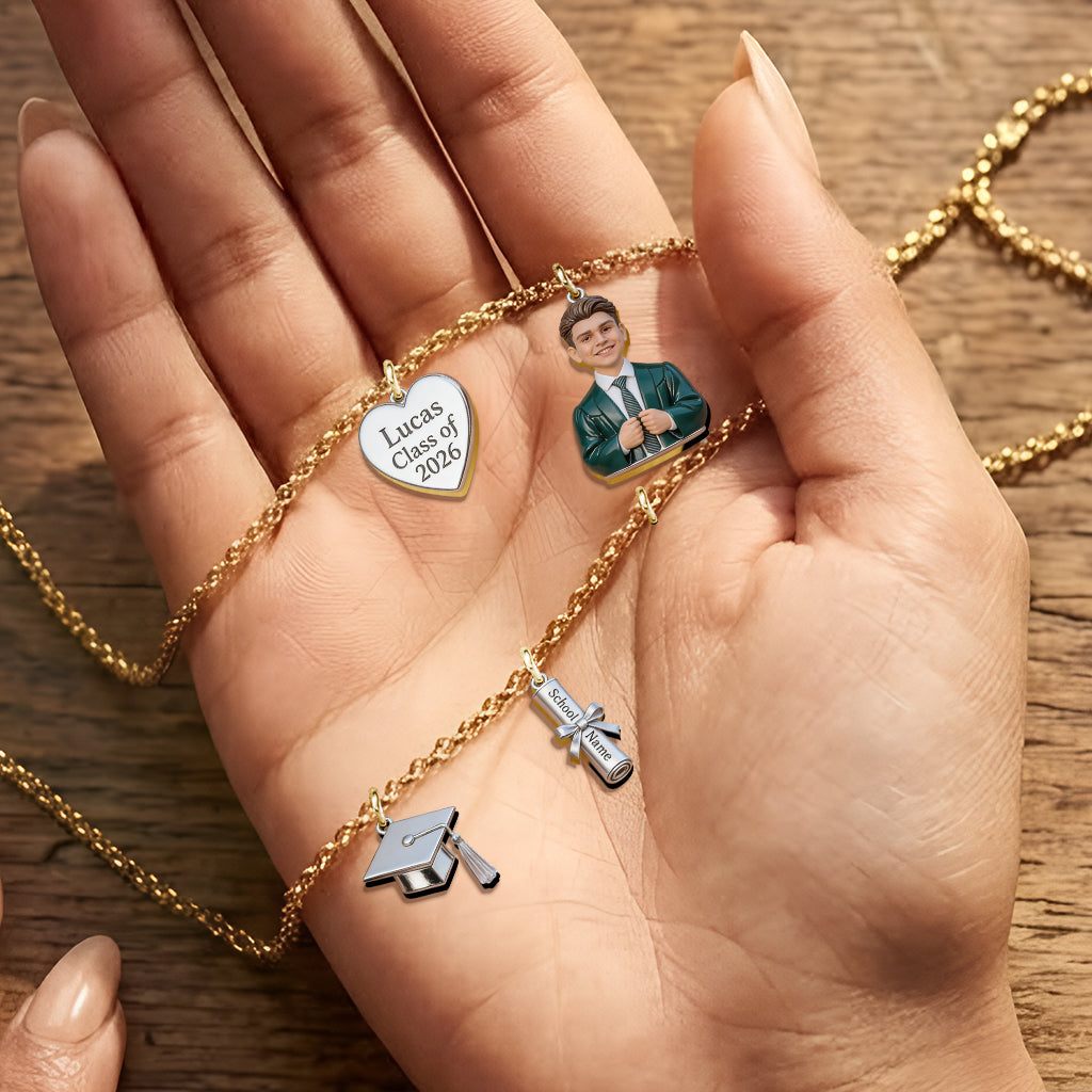 Class Of 2026 - Personalized Graduation Metal Necklaces With Pendants