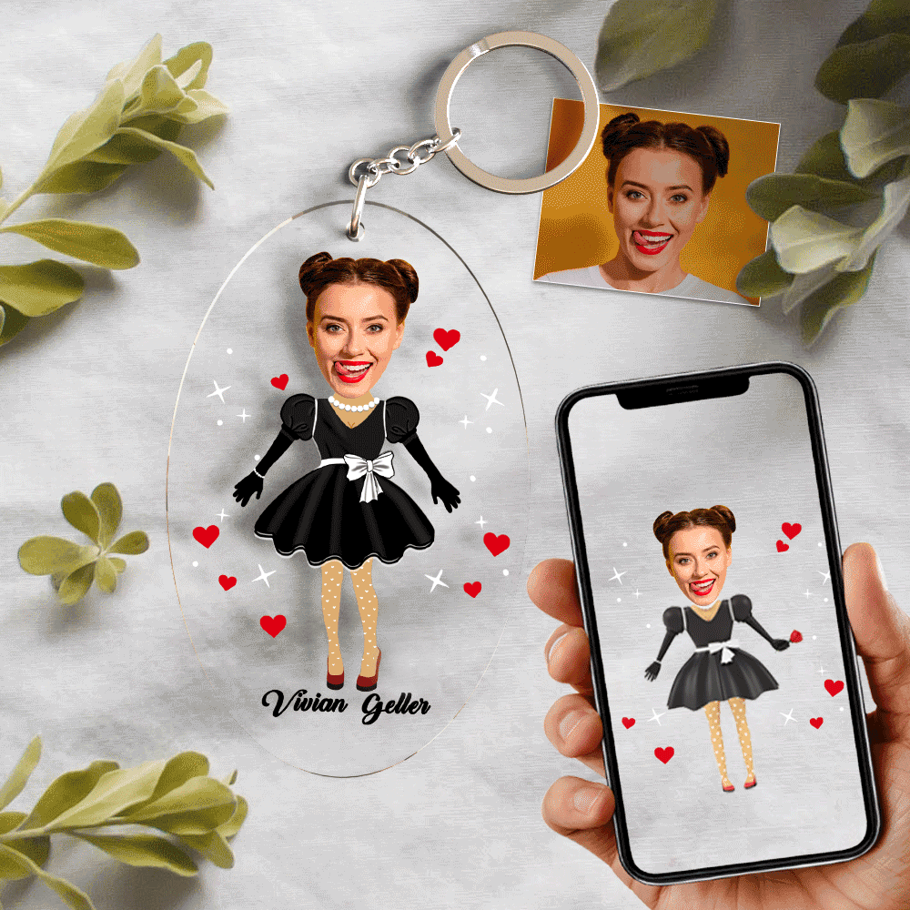 AR View Cut Out From Photo - Personalized Couple Photo AR View Keychain