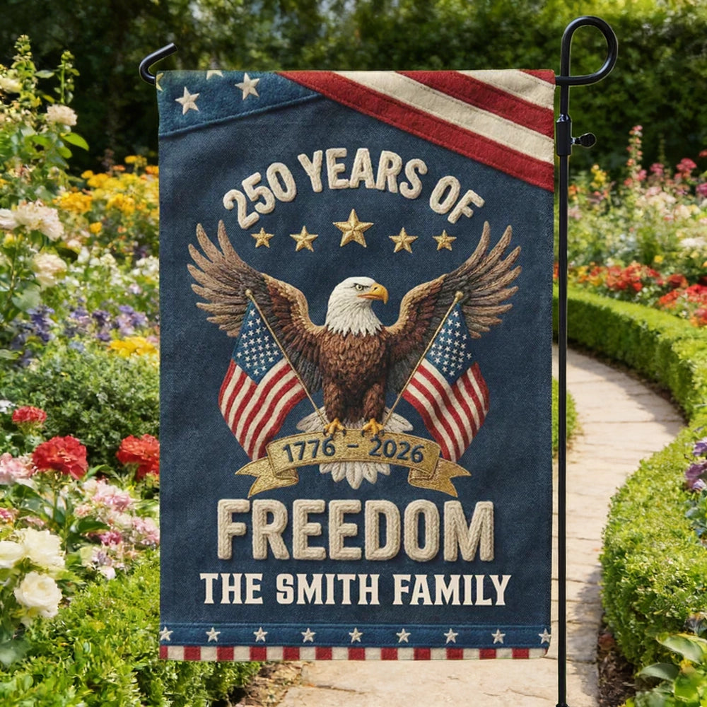 Personalized Garden Flag USA 250th Anniversary Eagle Design for Outdoor Display, Unique Patriotic Gift for Family