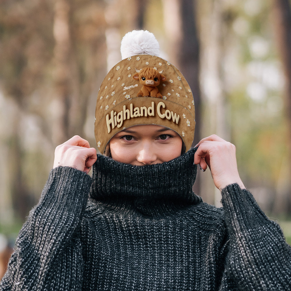 Cute Highland Cow - Personalized Highland Cow Beanie Hat