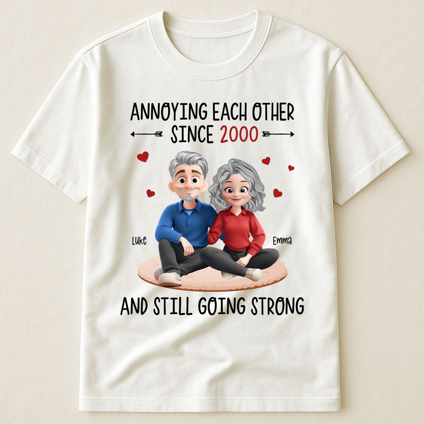 Funny Couple Cartoon Classic Tee, playful love design for partners, perfect as a thoughtful gift and everyday wear