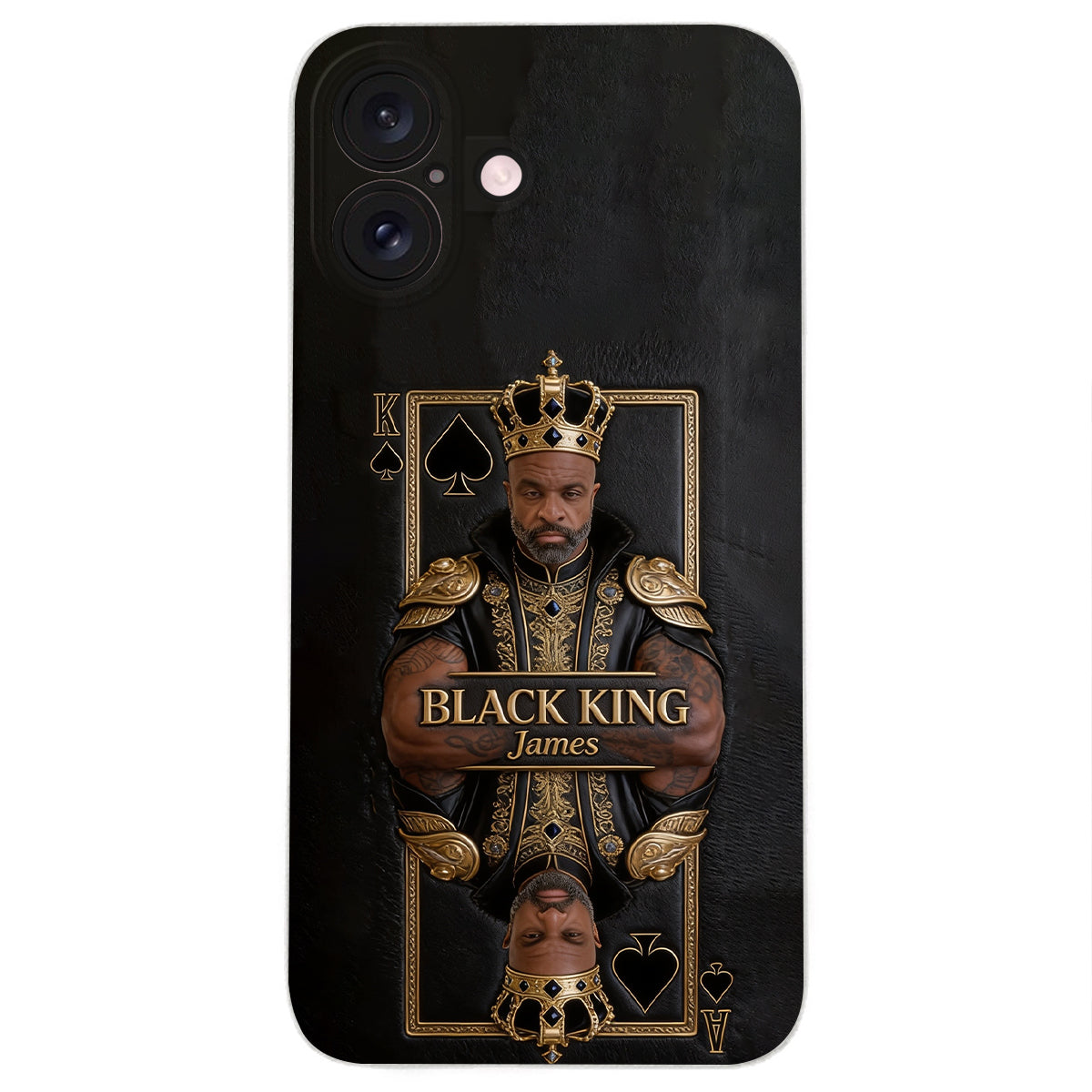 Black King - Personalized African American 3D Embossed Leather Phone Case