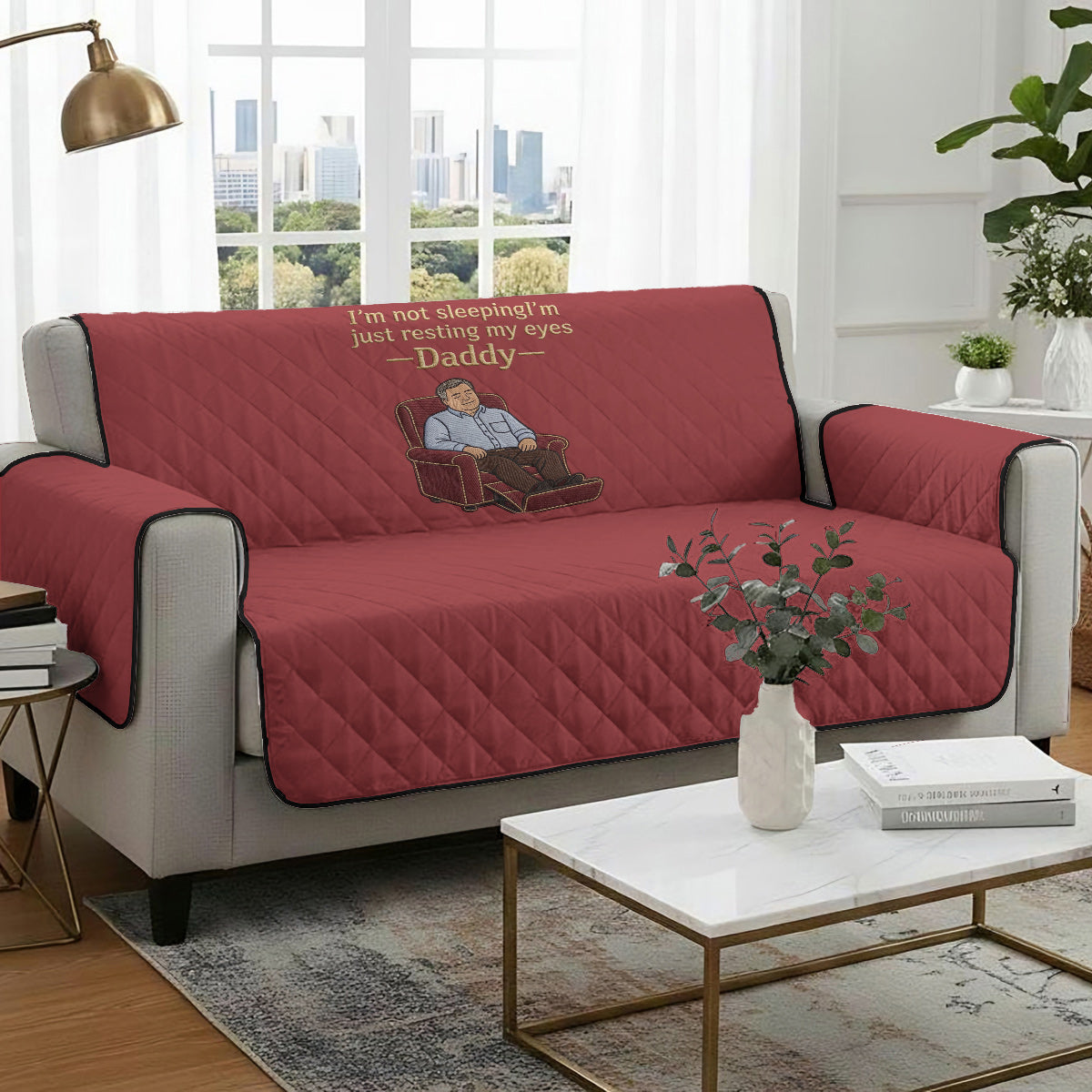 Just Resting My Eyes - Personalized Father Quilted Sofa/Couch Cover