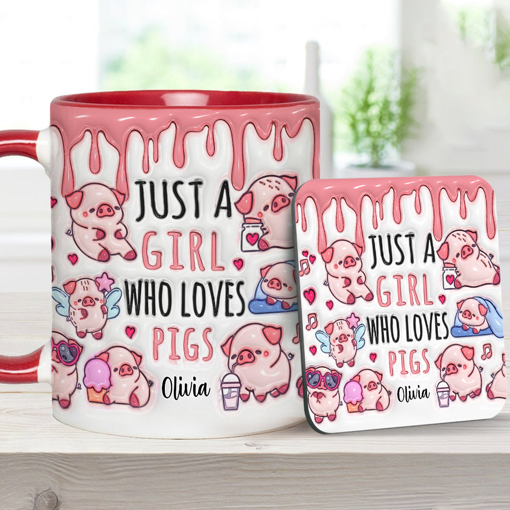 Just A Girl Who Loves Pigs - Personalized Pig Lover Accent Mug