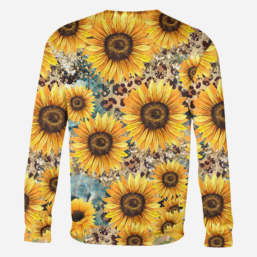 Highland Cow Among Sunflowers - Personalized All Over Shirt
