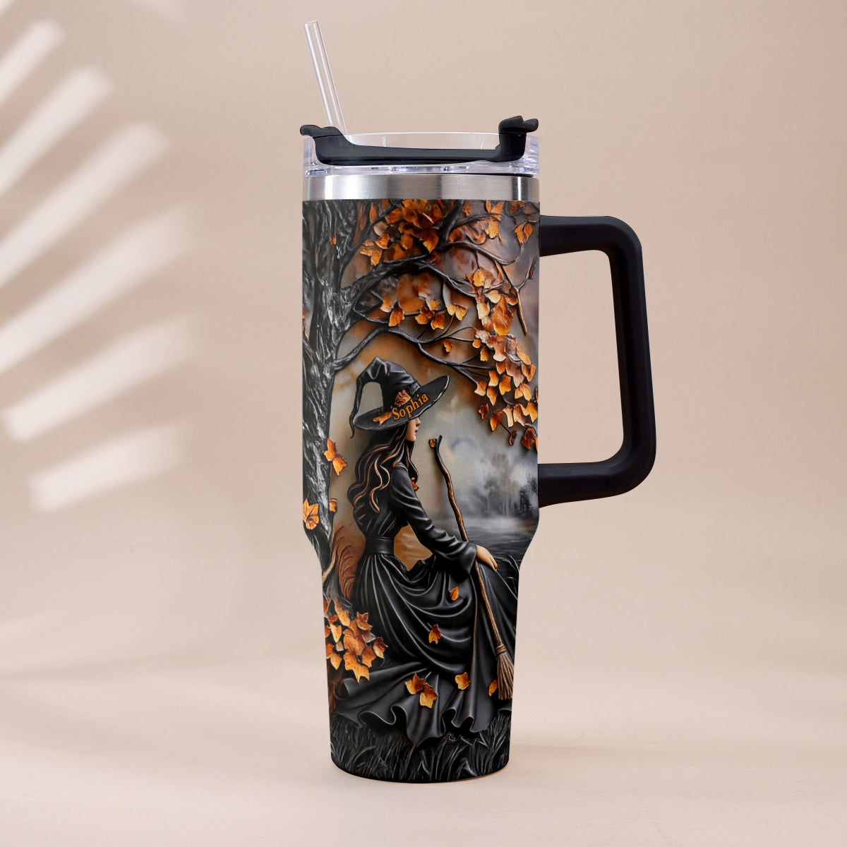 It's Time - Personalized Witch Tumbler With Plush Charm