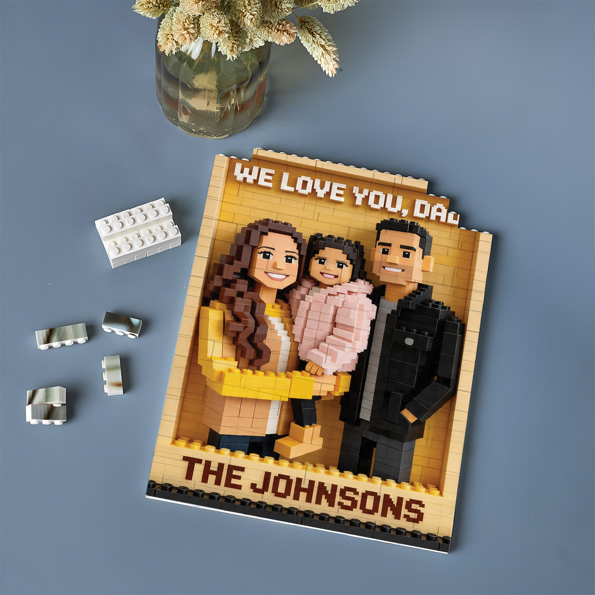 Custom Any Photo - Personalized Father One-sided Vertical Rectangle Building Brick Blocks