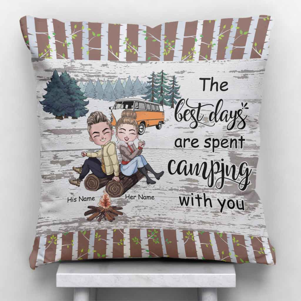 The Best Days Are Spent Camping With You - Personalized Couple Camping Throw Pillow