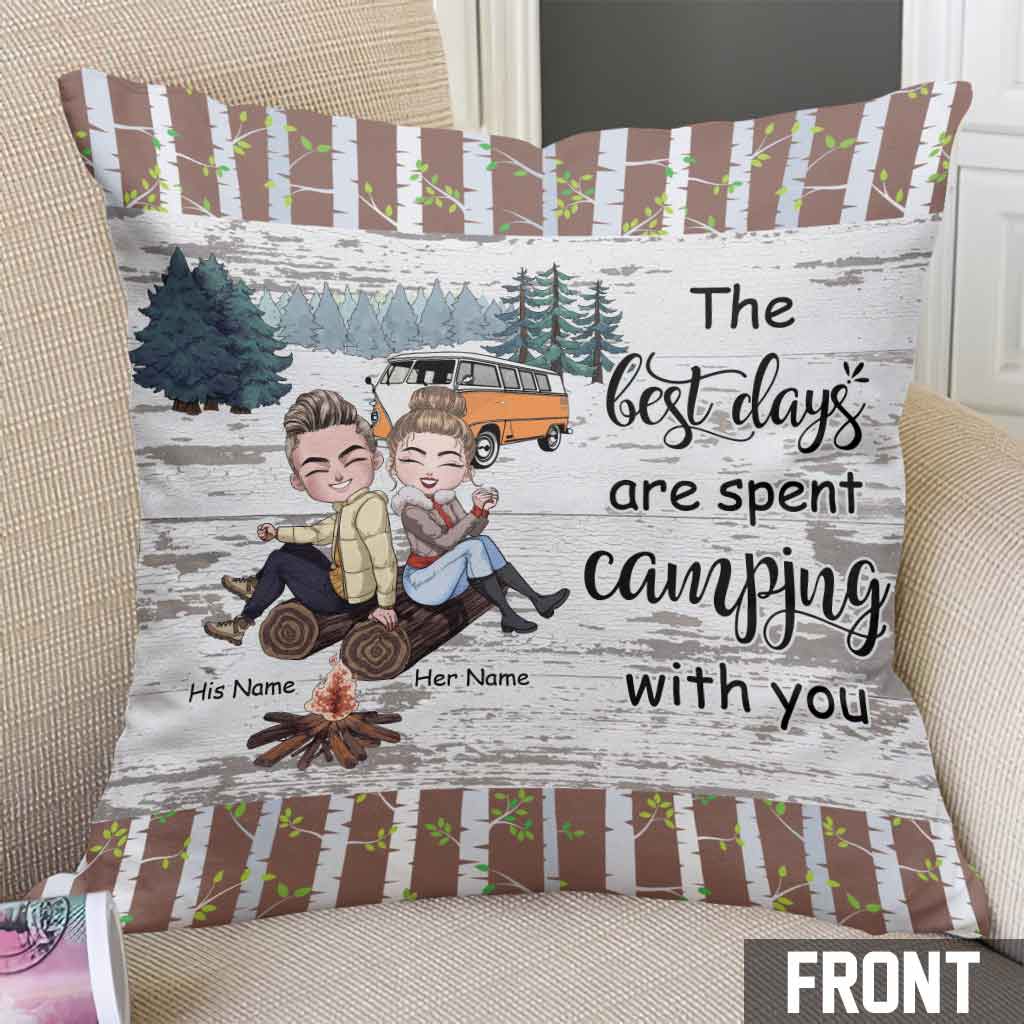 The Best Days Are Spent Camping With You - Personalized Couple Camping Throw Pillow