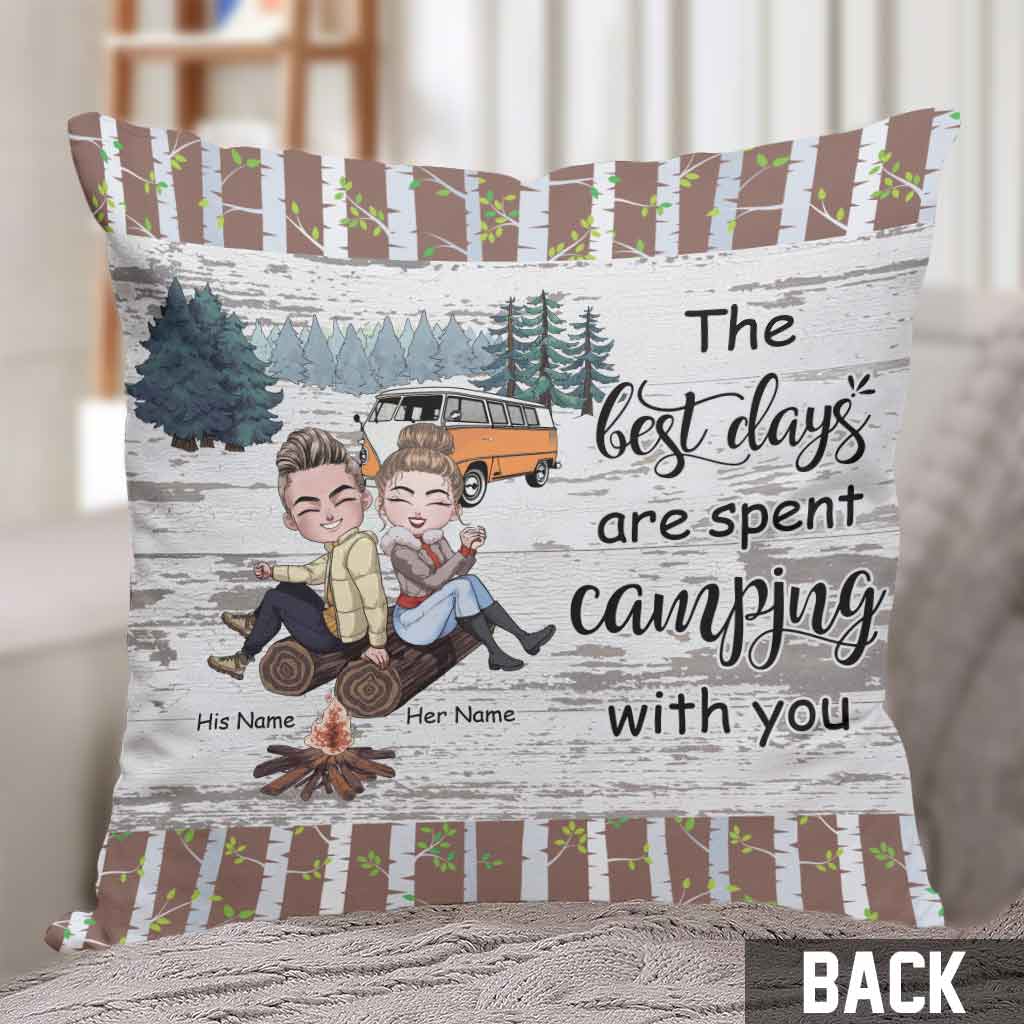 The Best Days Are Spent Camping With You - Personalized Couple Camping Throw Pillow