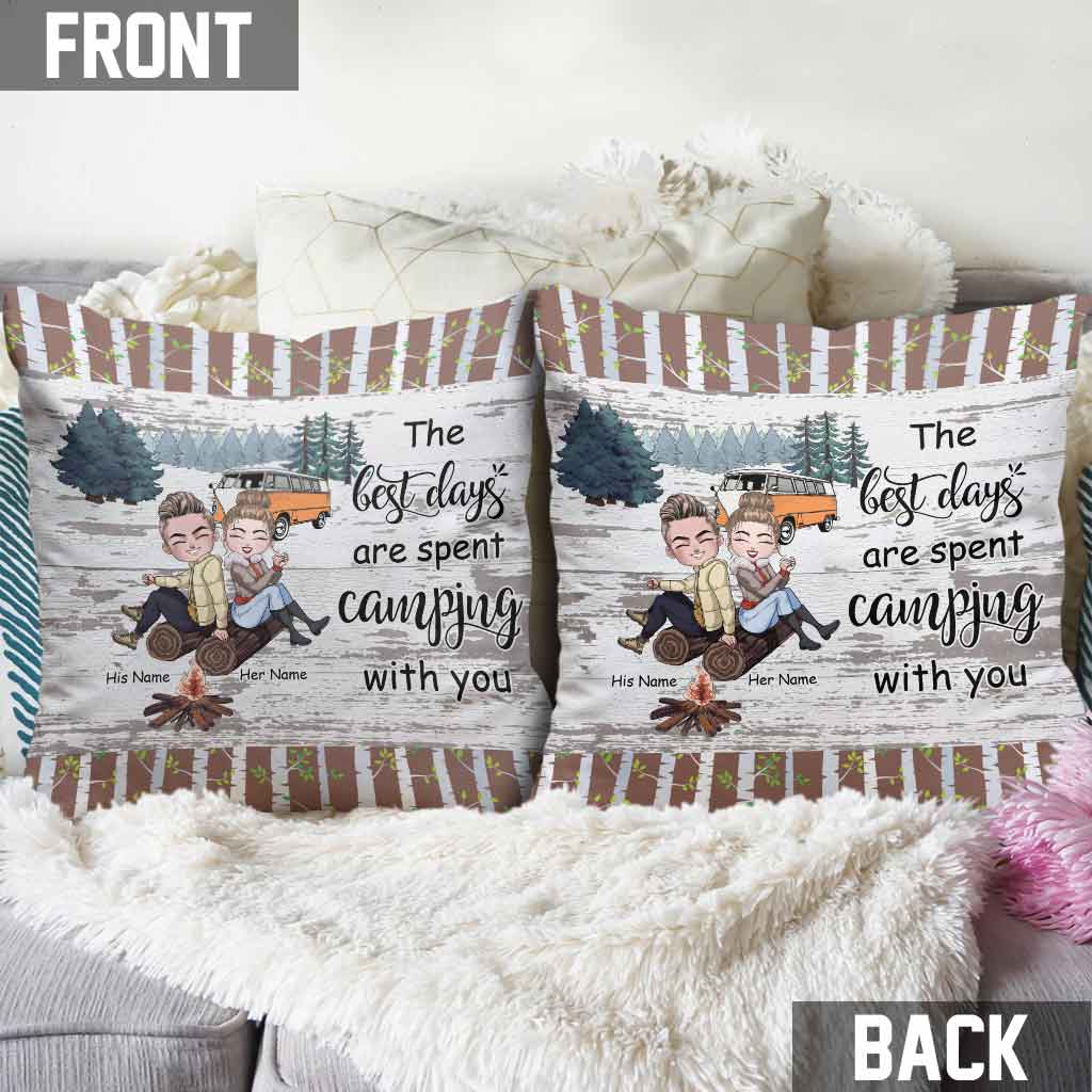 The Best Days Are Spent Camping With You - Personalized Couple Camping Throw Pillow