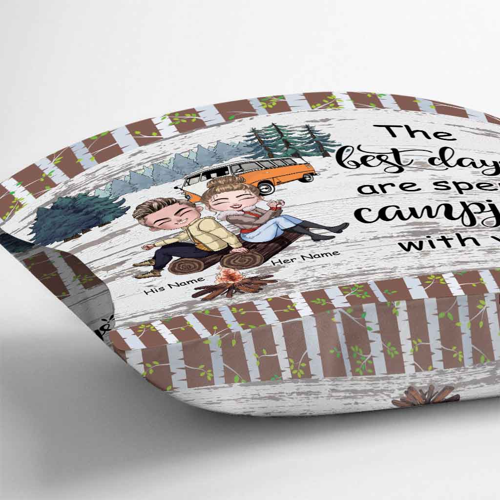 The Best Days Are Spent Camping With You - Personalized Couple Camping Throw Pillow