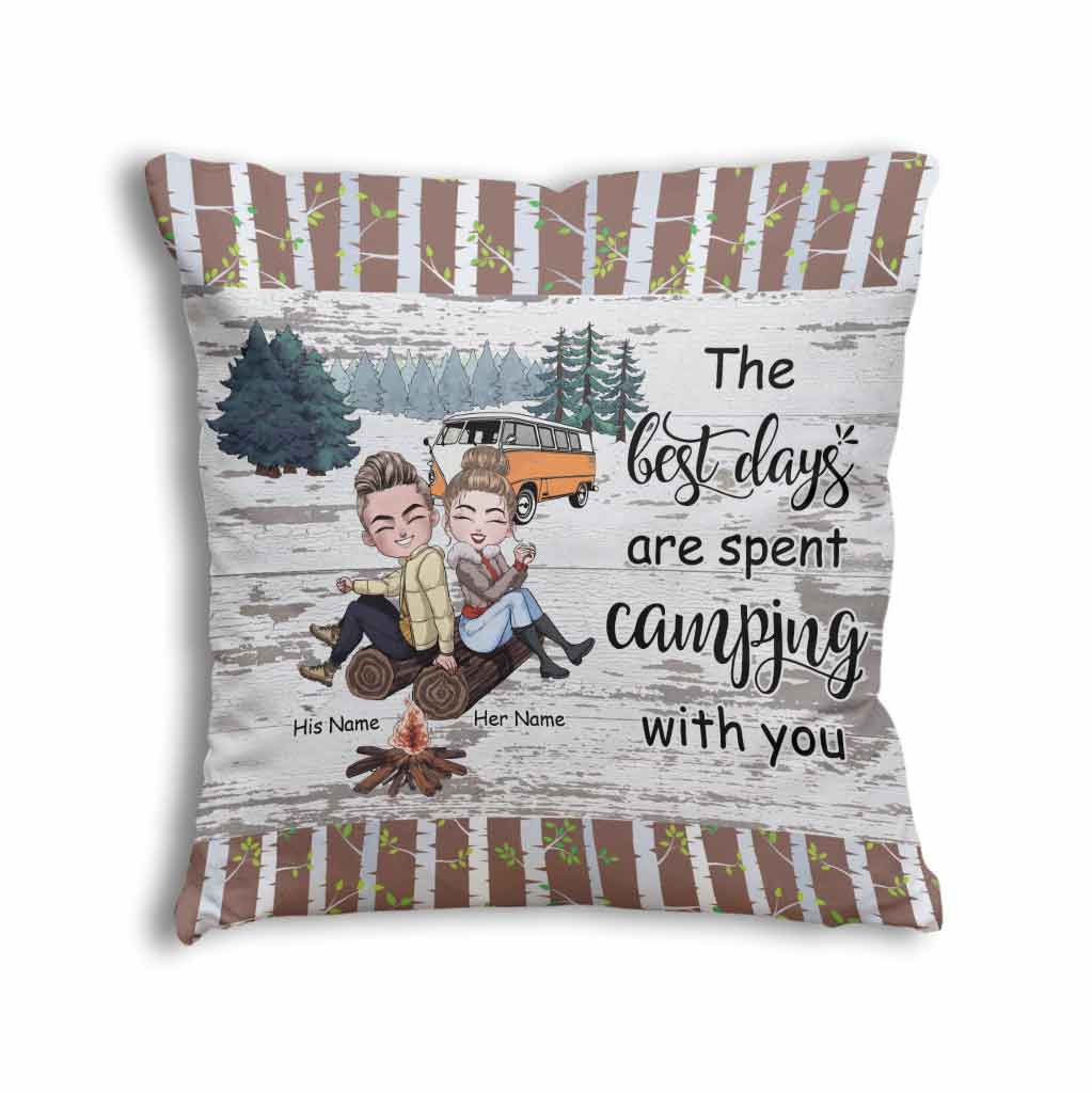 The Best Days Are Spent Camping With You - Personalized Couple Camping Throw Pillow