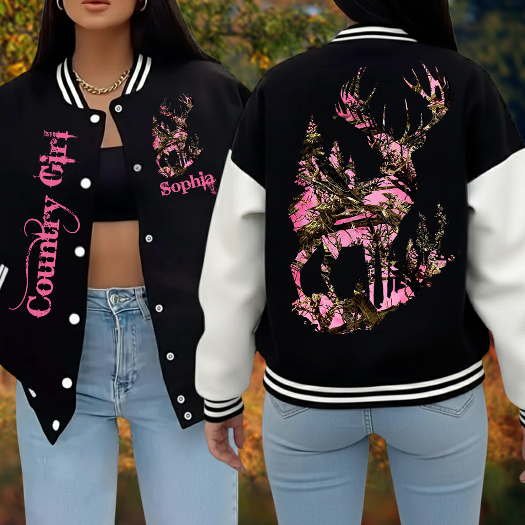 Country Girl - Personalized Hunting Varsity Jacket