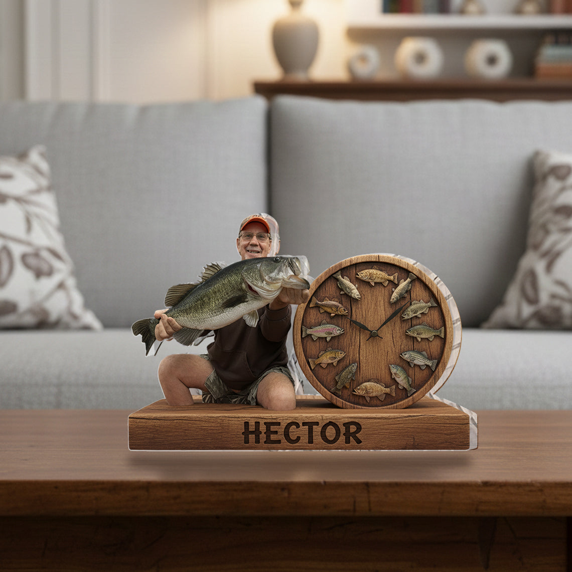 It's Always Fish O'clock - Personalized Fishing Desk Clock Plaque