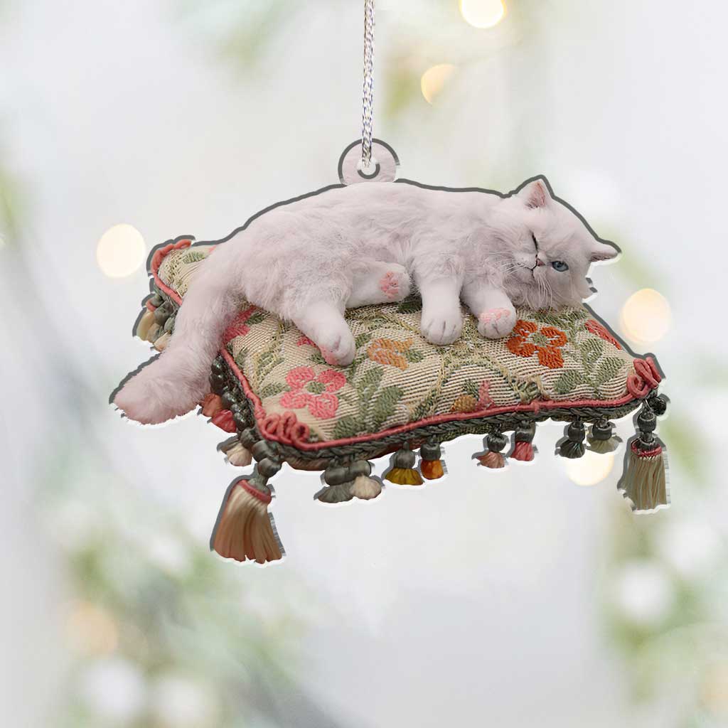 Happy Kitty - Christmas Cat Ornament With 3D Pattern Print (Printed On Both Sides)