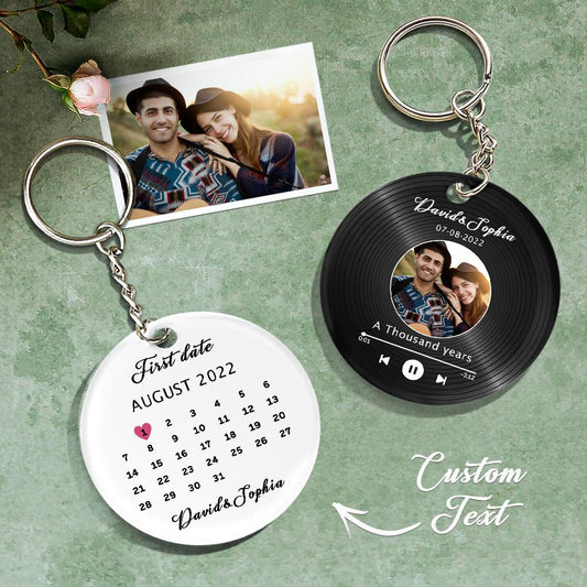Custom Photo Calendar Vinyl Vinyl Record Calendar Keychain For Family, Friends, Couple - gift for anyone - Personalized Keychain