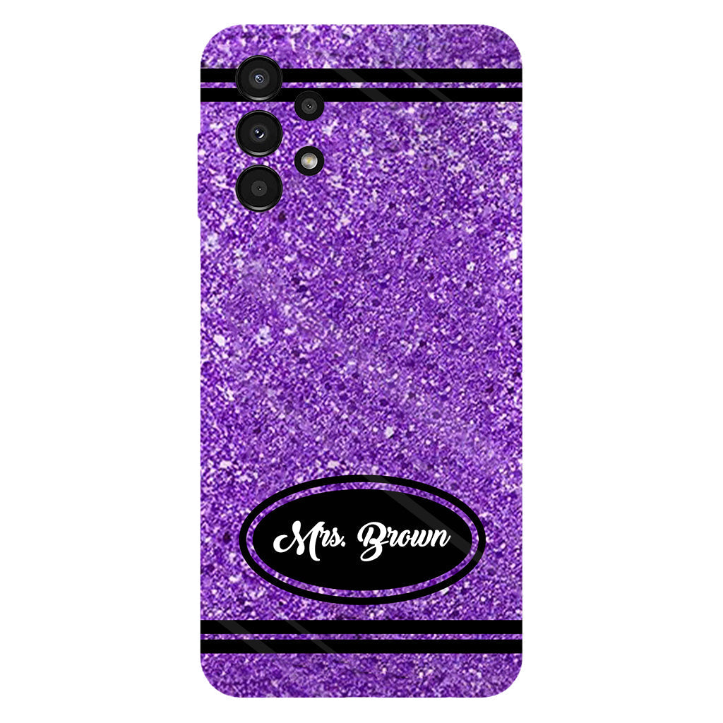 Artificial Glitter Crayon Design - Personalized Teacher Full Print Phone Case & Phone Grip
