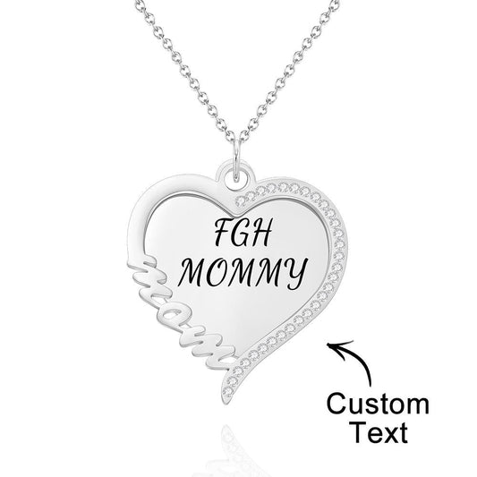 Heart Rhinestones Name - Personalized Mother Heart Rhinestones Name Necklace