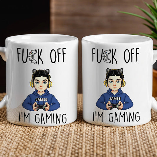 Mug with Custom Gamer Avatar, Do Not Disturb Theme, Fun & Cute Desk Coffee Cup, Unique Gift for Boyfriend or Coworker