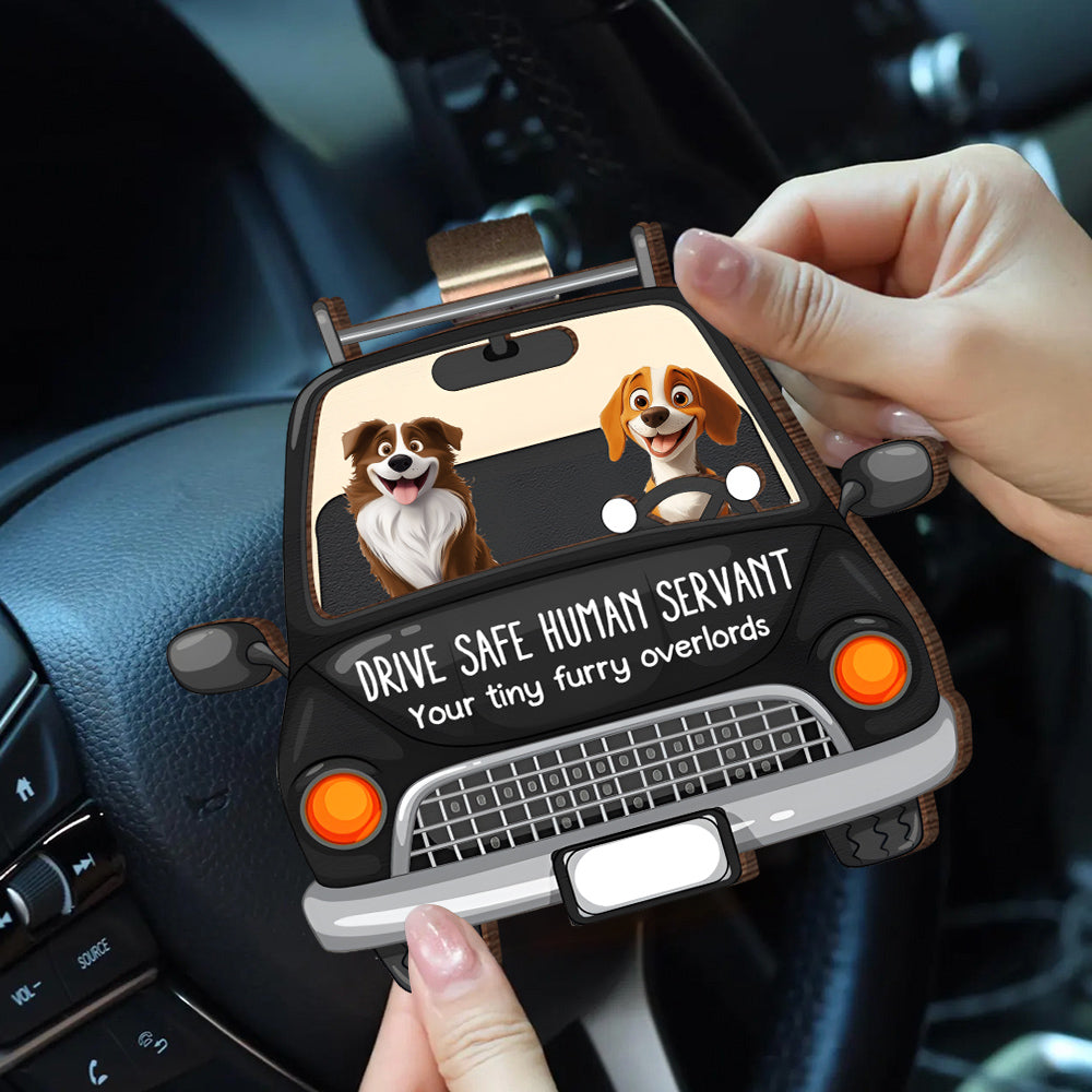 Personalized Dog Car Visor Clip - 'Drive Safe' Custom Pet Illustration Gift