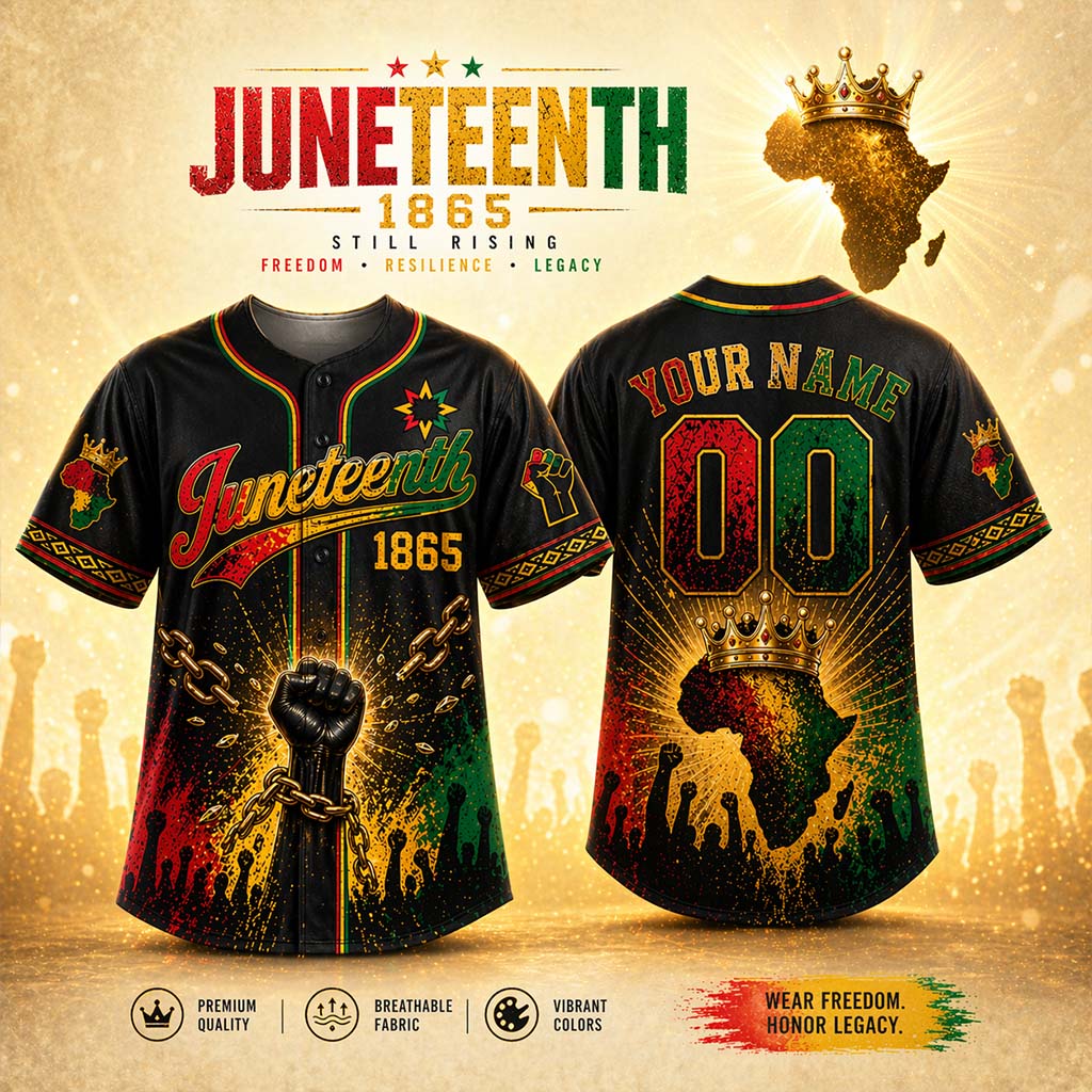 Juneteenth Black Pride - Personalized African American Baseball Jersey