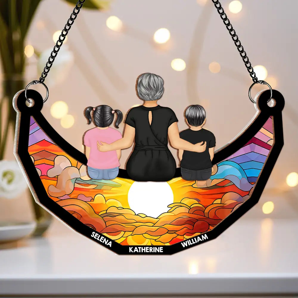 Custom Grandkids & Grandma Moon Ornament - Personalized Family Gift