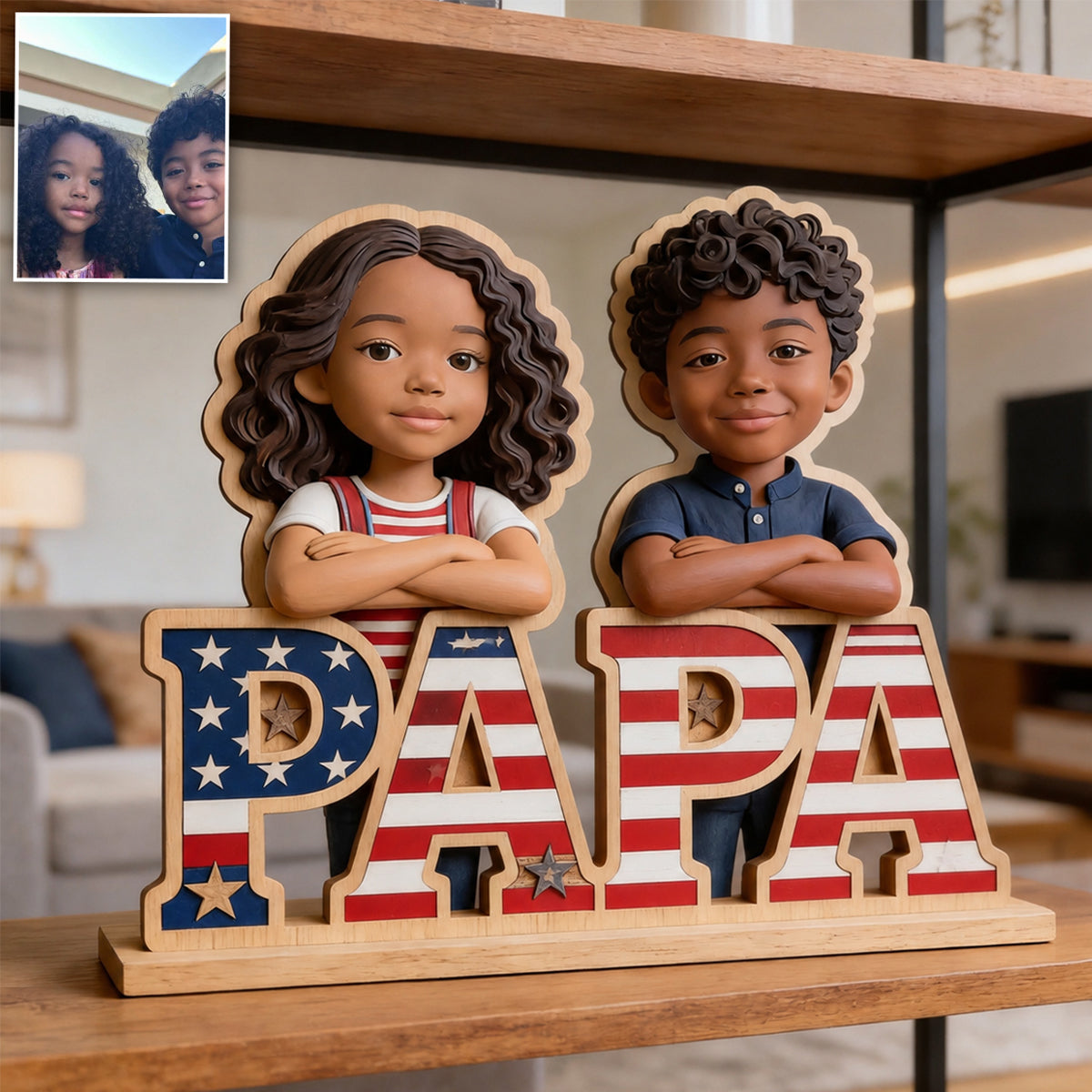 Father's Day Gift - Personalized Father 2 Layered Big Freestanding