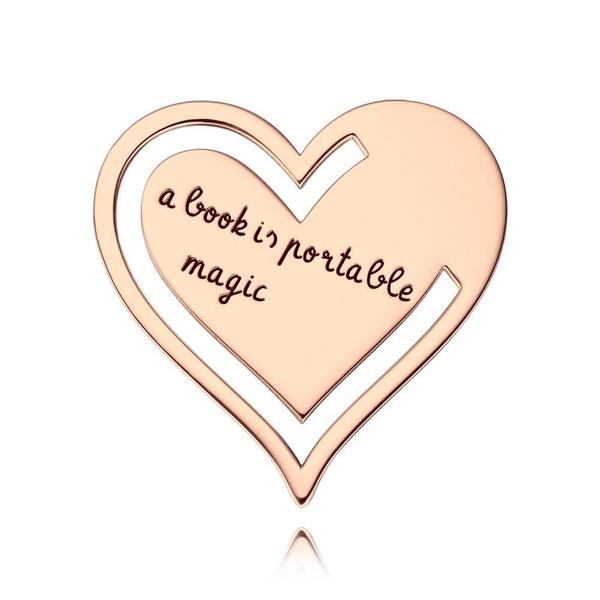 Any Message - Personalized Text Engraved Heart Metal Bookmark