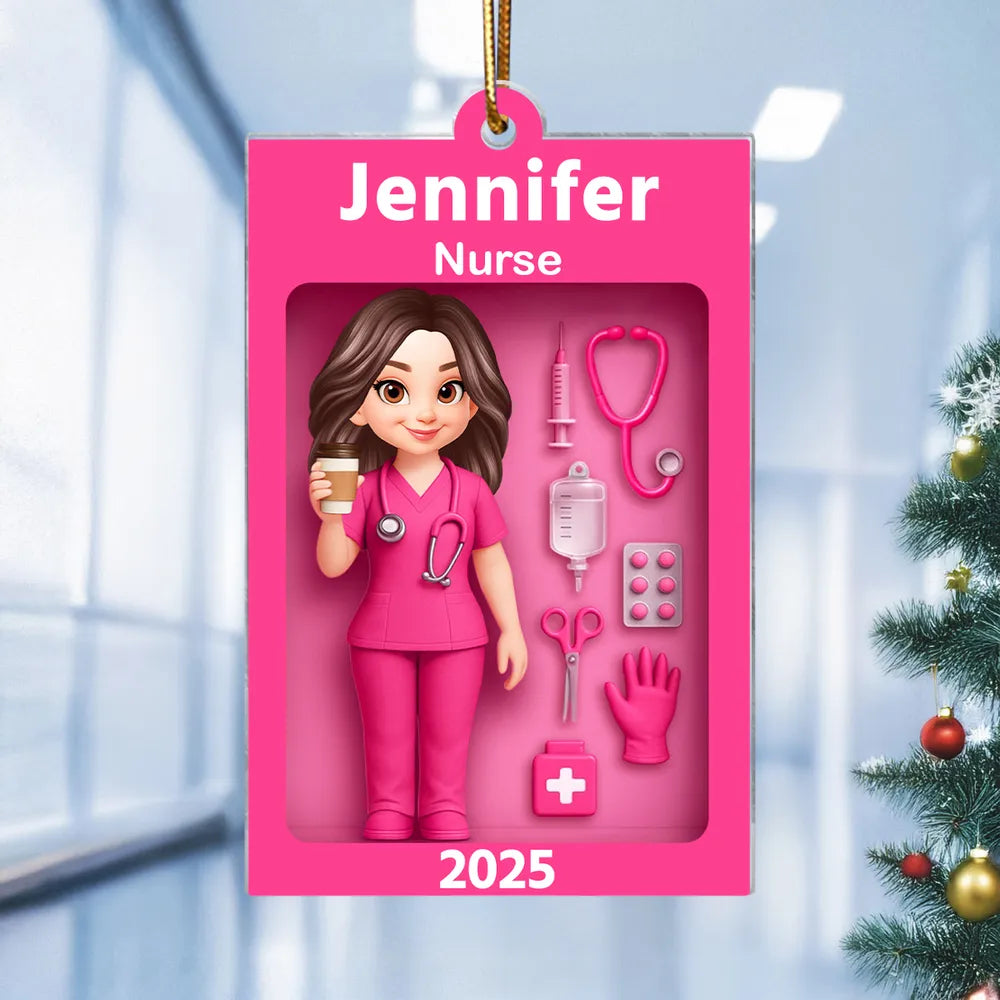 Personalized Nurse Acrylic Ornament Toy-Box Style, Custom Gift For Nurses & Coworkers, Cute Christmas Tree Decor