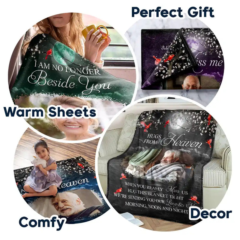 Custom Photo Fleece Blanket A Hug From Heaven When You Really Miss Me Comforting Remembrance Gift